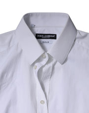 Dolce & Gabbana White Cotton Formal Men GOLD Dress Shirt