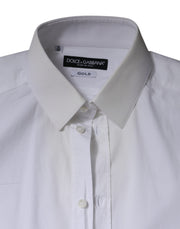 Dolce & Gabbana White Cotton Formal Men GOLD Dress Shirt