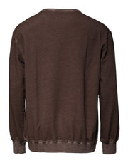 Dolce & Gabbana Brown Logo Print Crew Neck Pullover Sweater