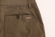 GF Ferre Green Cotton Stretch Comfort Fit Pants