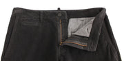 GF Ferre Black Corduroy Cotton Straight Fit Pants