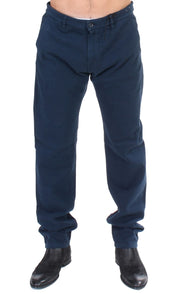 GF Ferre Blue Stretch Straight Fit Pants Chinos