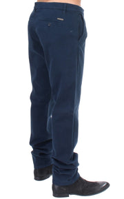 GF Ferre Blue Stretch Straight Fit Pants Chinos