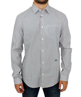 GF Ferre Gray Striped Cotton Casual Shirt
