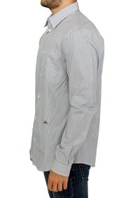 GF Ferre Gray Striped Cotton Casual Shirt