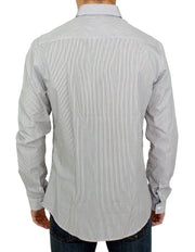 GF Ferre Gray Striped Cotton Casual Shirt