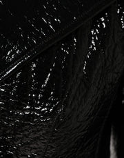 Dolce & Gabbana Black Leather Cropped Long Sleeve Coat Jacket