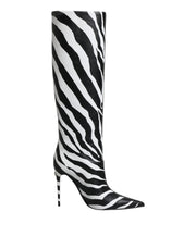 Dolce & Gabbana Black White Zebra Heels High Boots Shoes