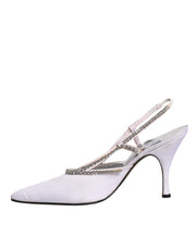 Dolce & Gabbana White Strass Crystal Slingbacks Pumps Shoes