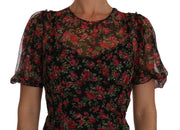 Dolce & Gabbana Black Floral Roses A-Line Shift Gown