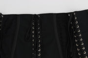 Dolce & Gabbana Black Stretch Corset Waist Strap Belt