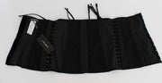Dolce & Gabbana Black Stretch Corset Waist Strap Belt