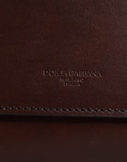 Dolce & Gabbana Brown Leather Logo Embossed Crossbody Bag