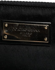Dolce & Gabbana Black Nylon Logo Plaque Keyring Pouch Clutch Bag