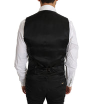 Dolce & Gabbana Black Solid Wool Silk Waistcoat Vest