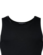 Dolce & Gabbana Black Cotton Sleeveless Round Neck Tank T-shirt