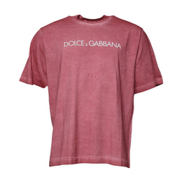 Dolce & Gabbana Pink Logo Print Cotton Crew Neck T-shirt