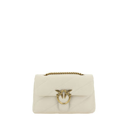 PINKO White Calf Leather Bos Taurus Shoulder Bag