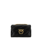 PINKO Black Calf Leather Bos Taurus Shoulder Bag