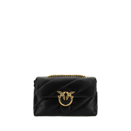 PINKO Black Calf Leather Bos Taurus Shoulder Bag