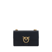 PINKO Black Calf Leather Bos Taurus Shoulder Bag
