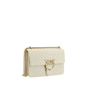 PINKO White Calf Leather Bos Taurus Shoulder Bag