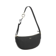 Ferragamo Black Calf Leather Bos Taurus Shoulder Bag