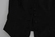 Dolce & Gabbana Black Lace Waistcoat Slim Vest Silk Top
