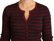 Dolce & Gabbana Black Red Striped Womens Cardigan Sweater