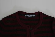 Dolce & Gabbana Black Red Striped Womens Cardigan Sweater