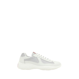 Prada White Calf Leather Bos Taurus Low Top Sneakers