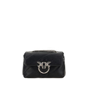PINKO Black Calf Leather Bos Taurus Shoulder Bag
