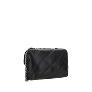 PINKO Black Calf Leather Bos Taurus Shoulder Bag