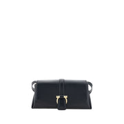 Ferragamo Black Calf Leather Bos Taurus Shoulder Bag