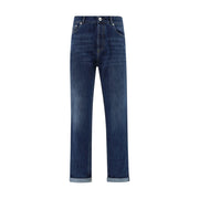 Brunello Cucinelli Blue Cotton Straight-Leg Jeans