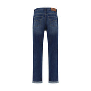 Brunello Cucinelli Blue Cotton Straight-Leg Jeans