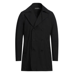 People Of Shibuya Black Polyester Men's Trench Coat