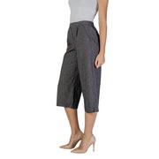 Vero Moda Black And White Polyester Cropped Pants