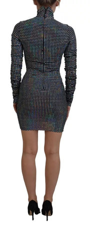 Dolce & Gabbana Black Embellished Nylon Bodycon Mini Dress