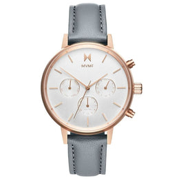MVMT Gray Leather Dress Watch
