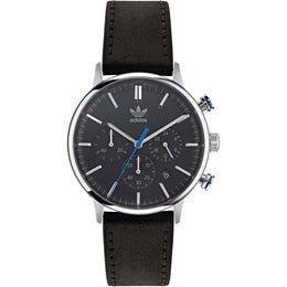 Adidas Black Leather Dress Watch