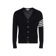 Thom Browne Blue Fleece Wool Cardigan