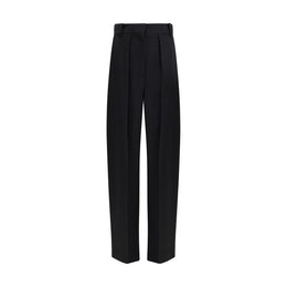 Khaite Black Viscose Casual Pants