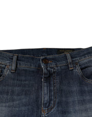 Dolce & Gabbana Blue DG Crown Logo Cotton Skinny Denim Jeans