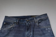 Dolce & Gabbana Blue Tattered Cotton Stretch Skinny Denim Jeans