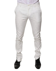 Dolce & Gabbana White Cotton Tapered Formal Dress Pants