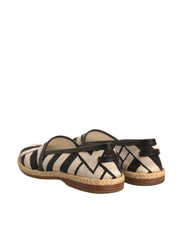 Dolce & Gabbana Black White Stripes Slip On Espadrille Shoes
