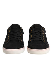 Dolce & Gabbana Black Logo Suede Leather Men Sneakers Shoes