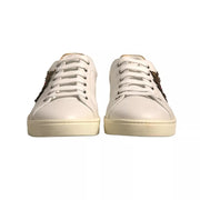 Dolce & Gabbana White Leather Heart Embellished Sneakers Shoes