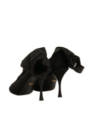Dolce & Gabbana Black Silk Mesh Sock Style Heels Boots Shoes
